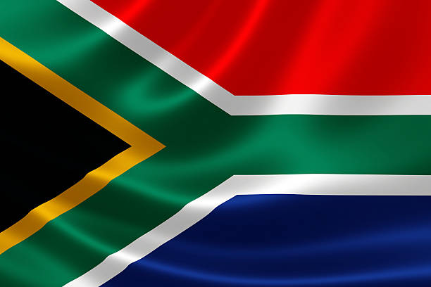 3D rendering of the flag of South Africa on satin texture.